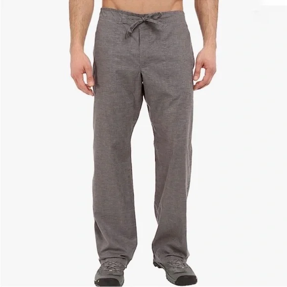 Prana Sutra Drawstring Pants Gray Woven Hemp Blend Yoga Outdoor Lightweight-XS